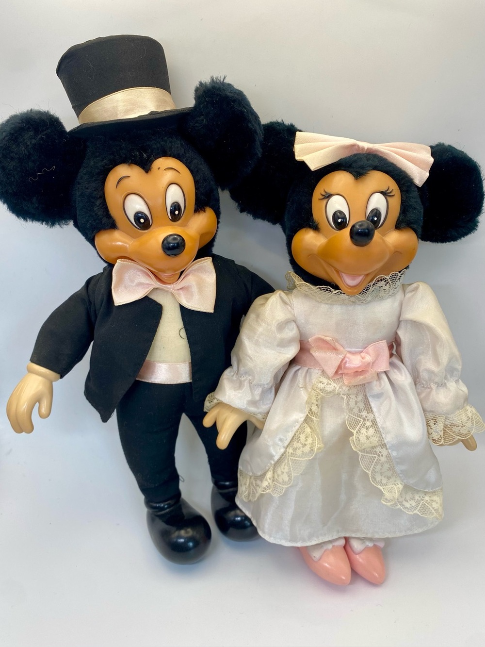 Vintage Applause Disney Mickey and Minnie Mouse vinyl face dolls wedding
